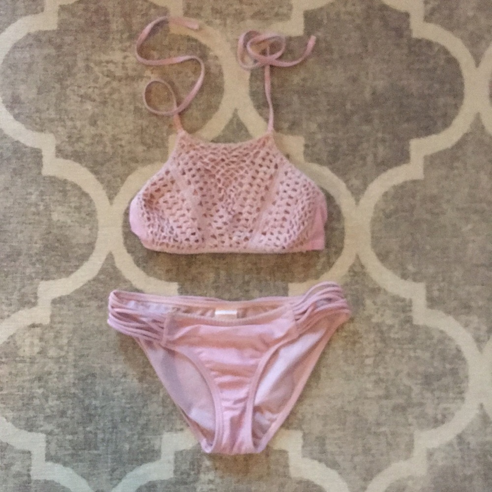lavender high-neck bikini